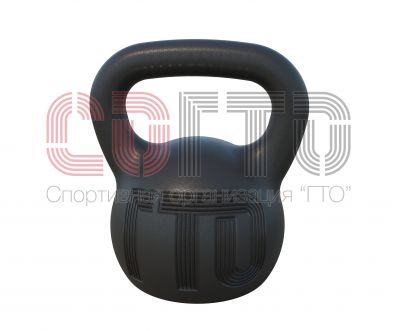 Гиря, весом 16 кг с официальной символикой комплекса ГТО (знак отличия и логотип ГТО)